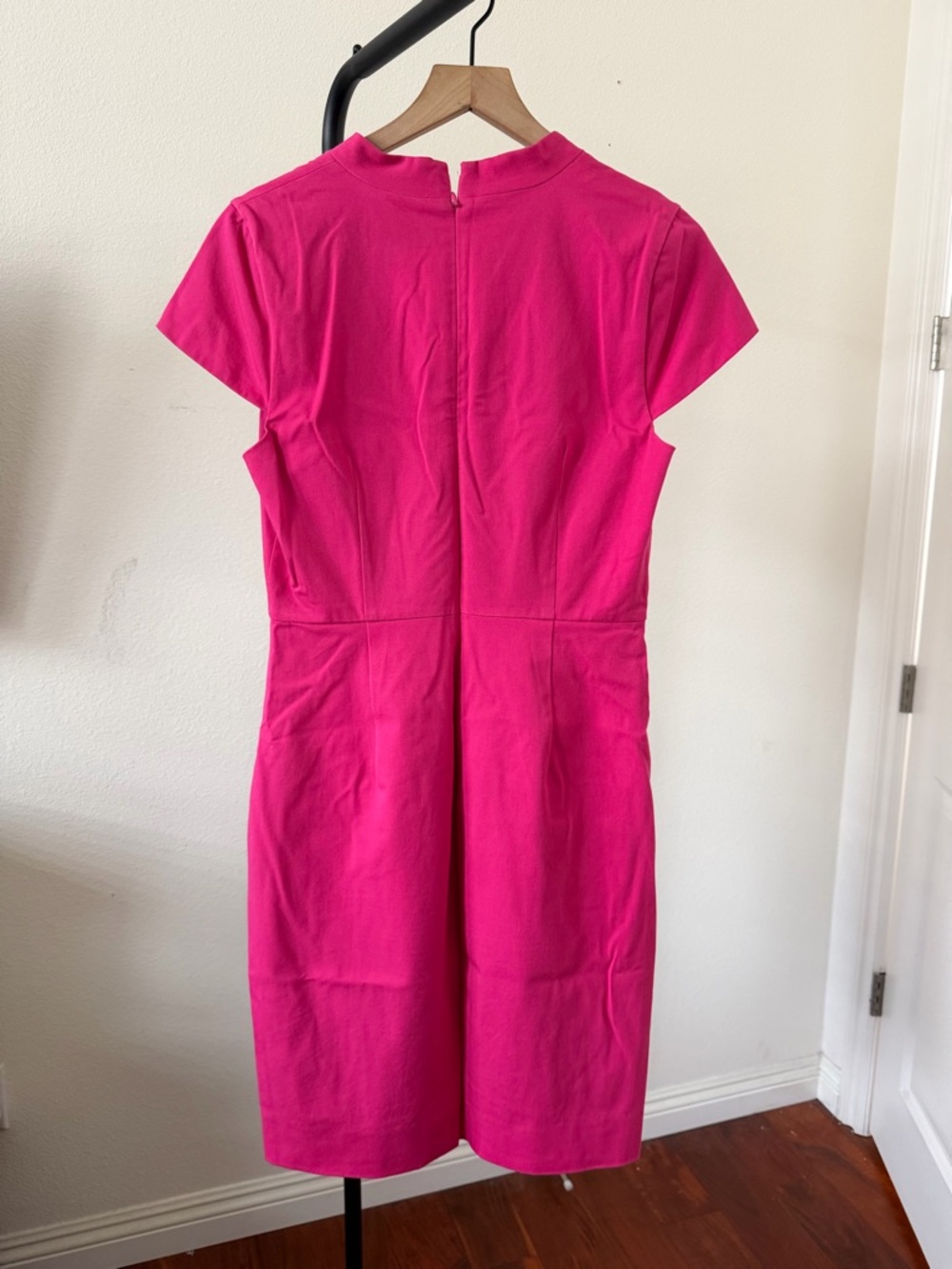 J. Crew Fitted V-Neck Sheath Dress in Hot Pink - Picture 4 of 6